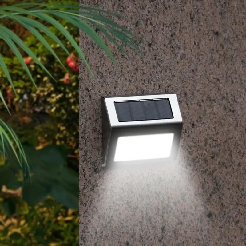Solar-Stufenleuchte aus Edelstahl mit 3 LEDs, wasserdicht, korrosionsbeständig und umweltfreundlich, Wandleuchte für Gartenzaunwand