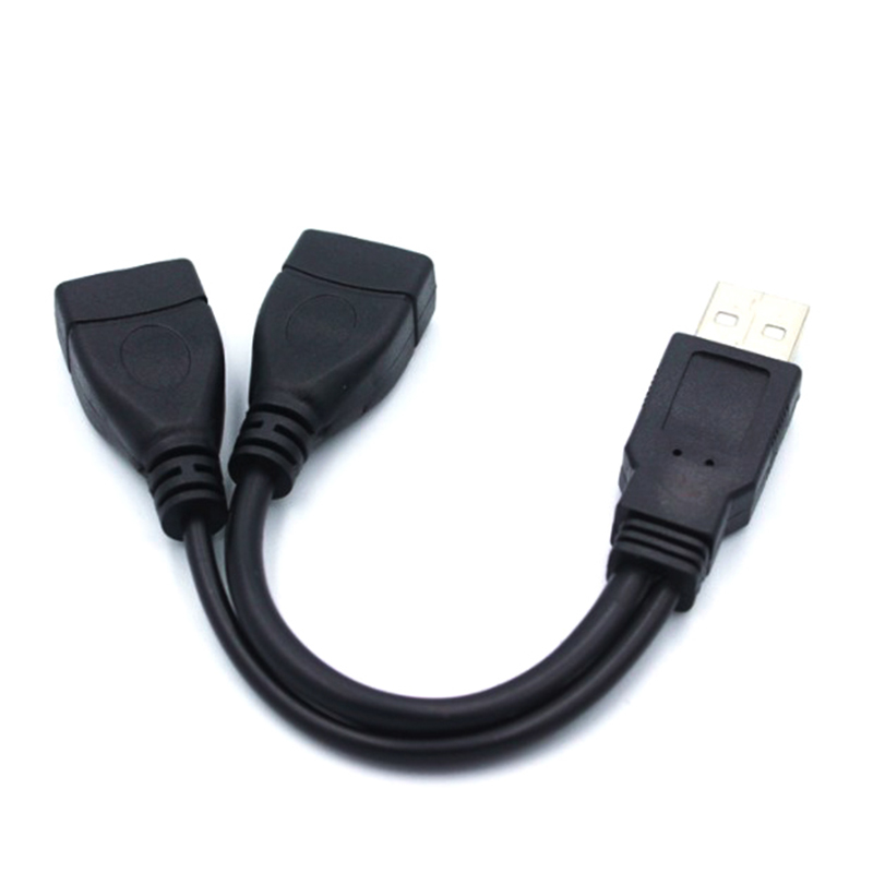Cable Y divisor USB 2,0, 1 macho a 2 cables de extensión hembra, convertidor adaptador de corriente para PC, carga de transmisión de datos de coche