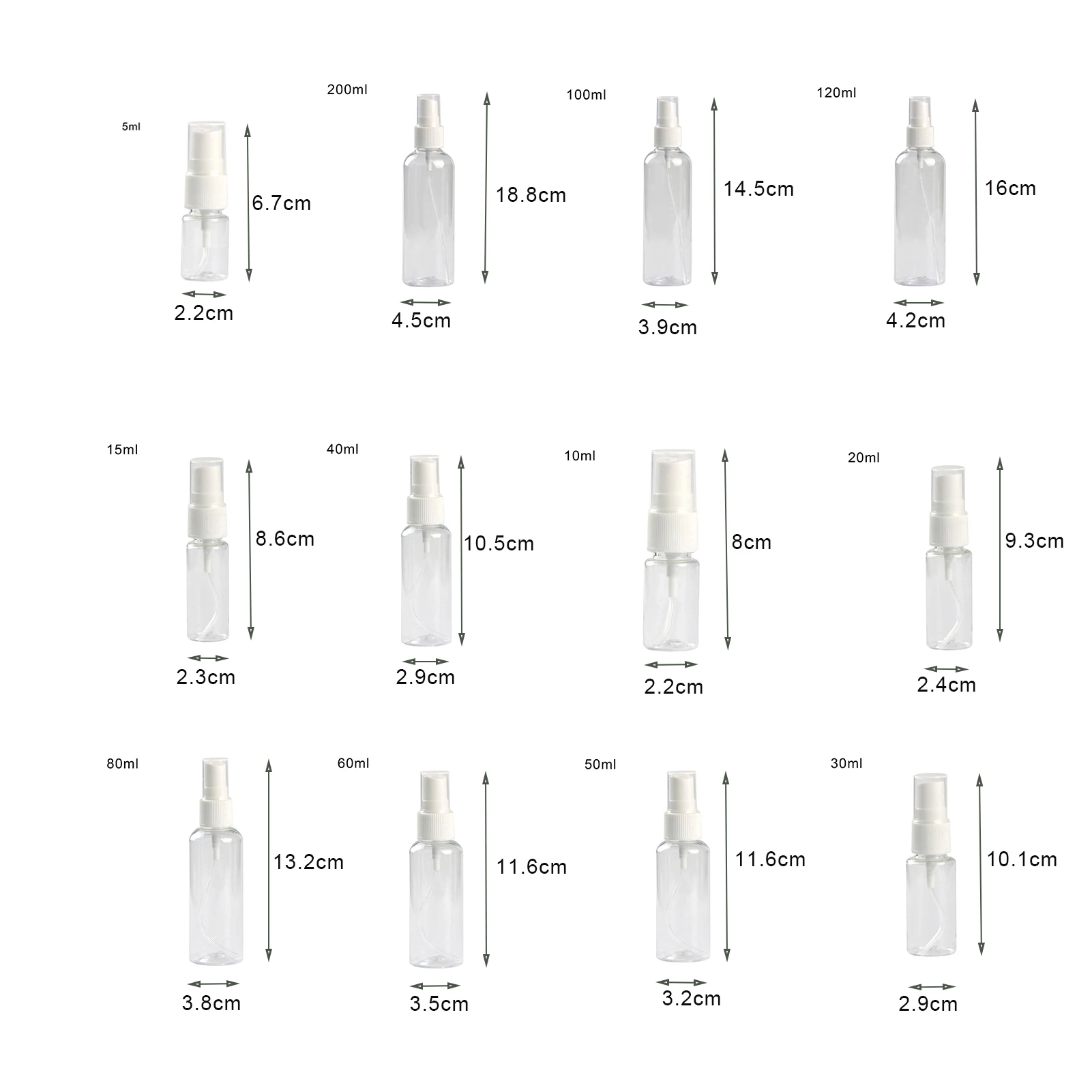 5/10/20/30/60/80/100/Du Lịch 120 Ml Nhựa Trong Suốt Nước Hoa atomizer Mini Trống Xịt Lọ Chai Mỹ Phẩm Containe