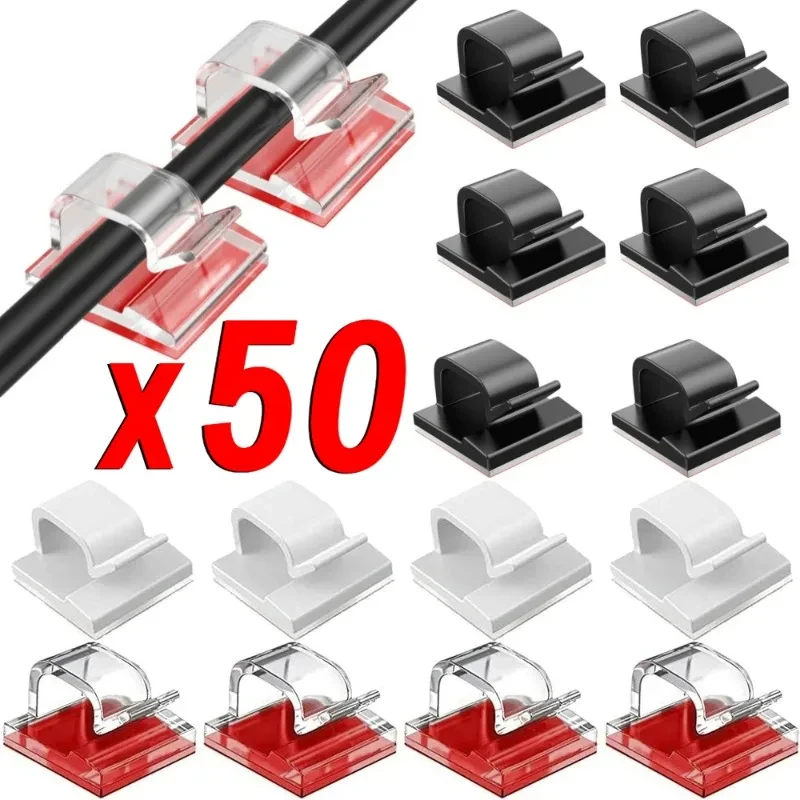 10/20/50PCS Organizzatore di cavi Pinze Avvolgicavo Supporto di Protezione USB Gestione dei cavi Ganci adesivi Morsetto da scrivania per Home Office