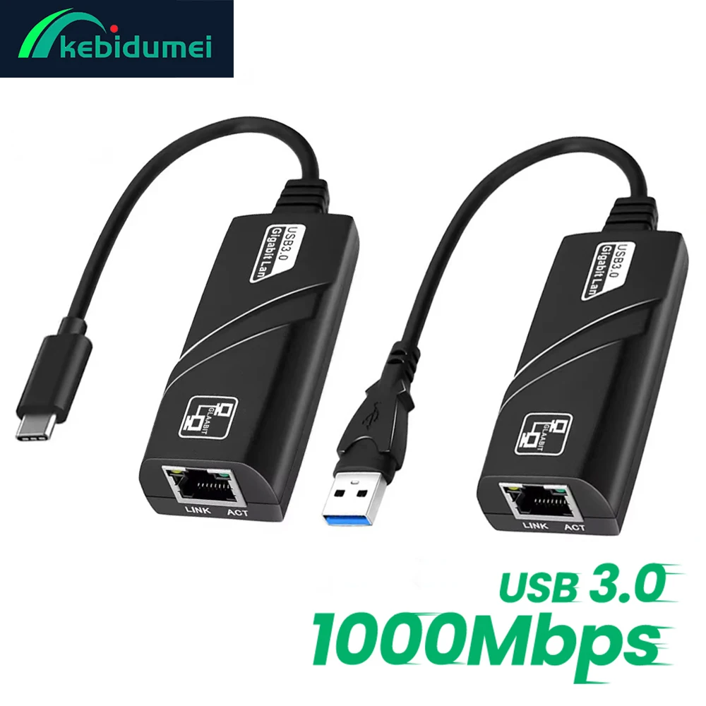 Kebidumei 10/100/1000mbps usb3.0 placa de rede com fio usb para rj45 lan ethernet adaptador conversor para pc portátil macbook acessórios
