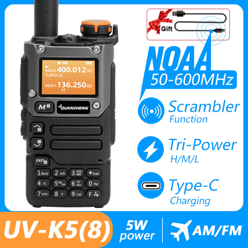 Quansheng UV K5 (8) портативная рация Am Fm двухсторонняя радиостанция любительская ветчина беспроводной набор приемник дальнего действия