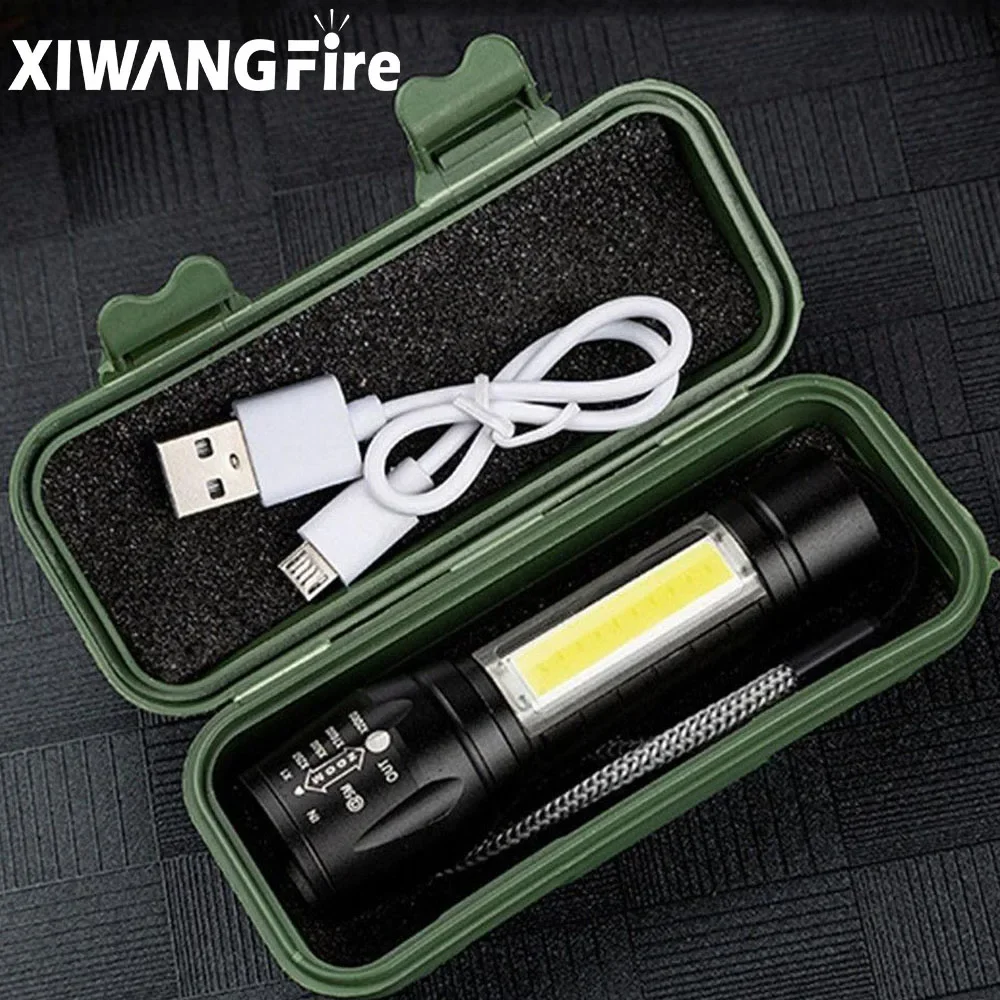Linterna LED con Zoom recargable portátil XP-G Q5, linterna con 3 modos de iluminación, luz de Camping, Mini linterna Led