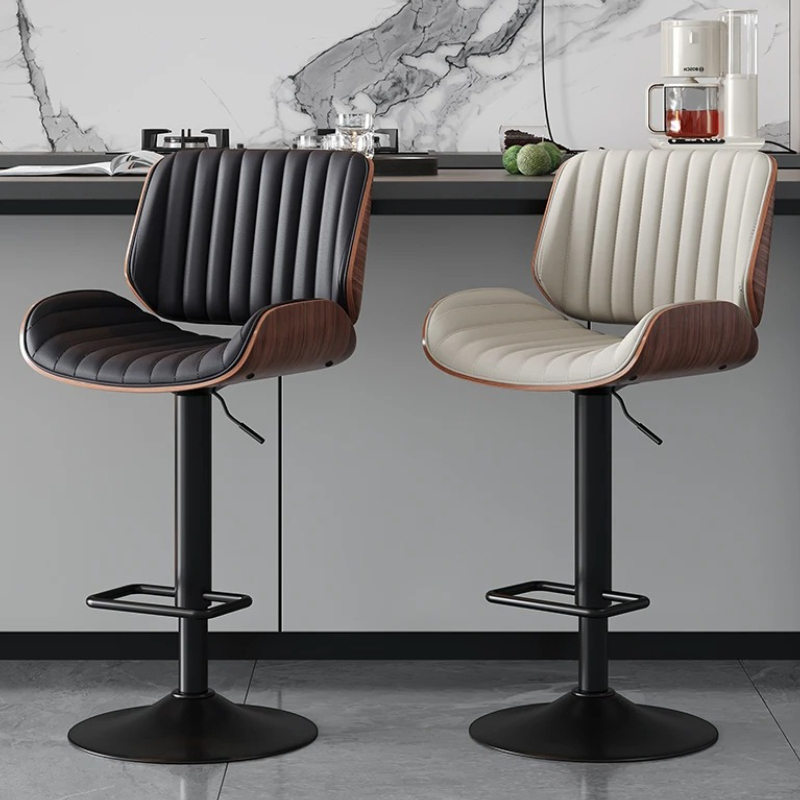 Taburetes de Bar ajustables negros, Taburetes de Bar modernos y elegantes comerciales giratorios, Taburetes ergonómicos de madera maciza Para Barra, muebles