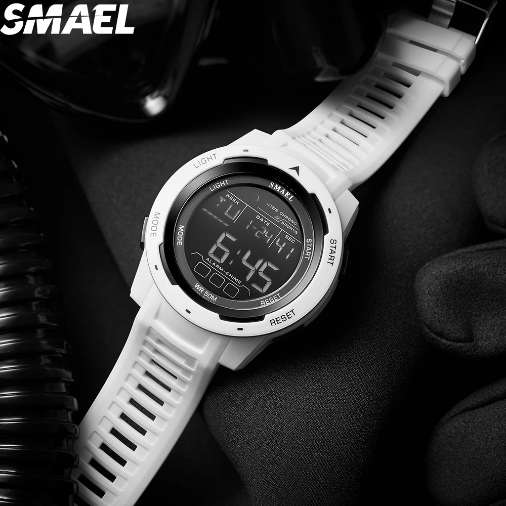 Reloj SMAEL 8105 para hombre, relojes digitales, relojes de pulsera deportivos LED, reloj resistente al agua hasta 50m, cronómetro con luz Digital