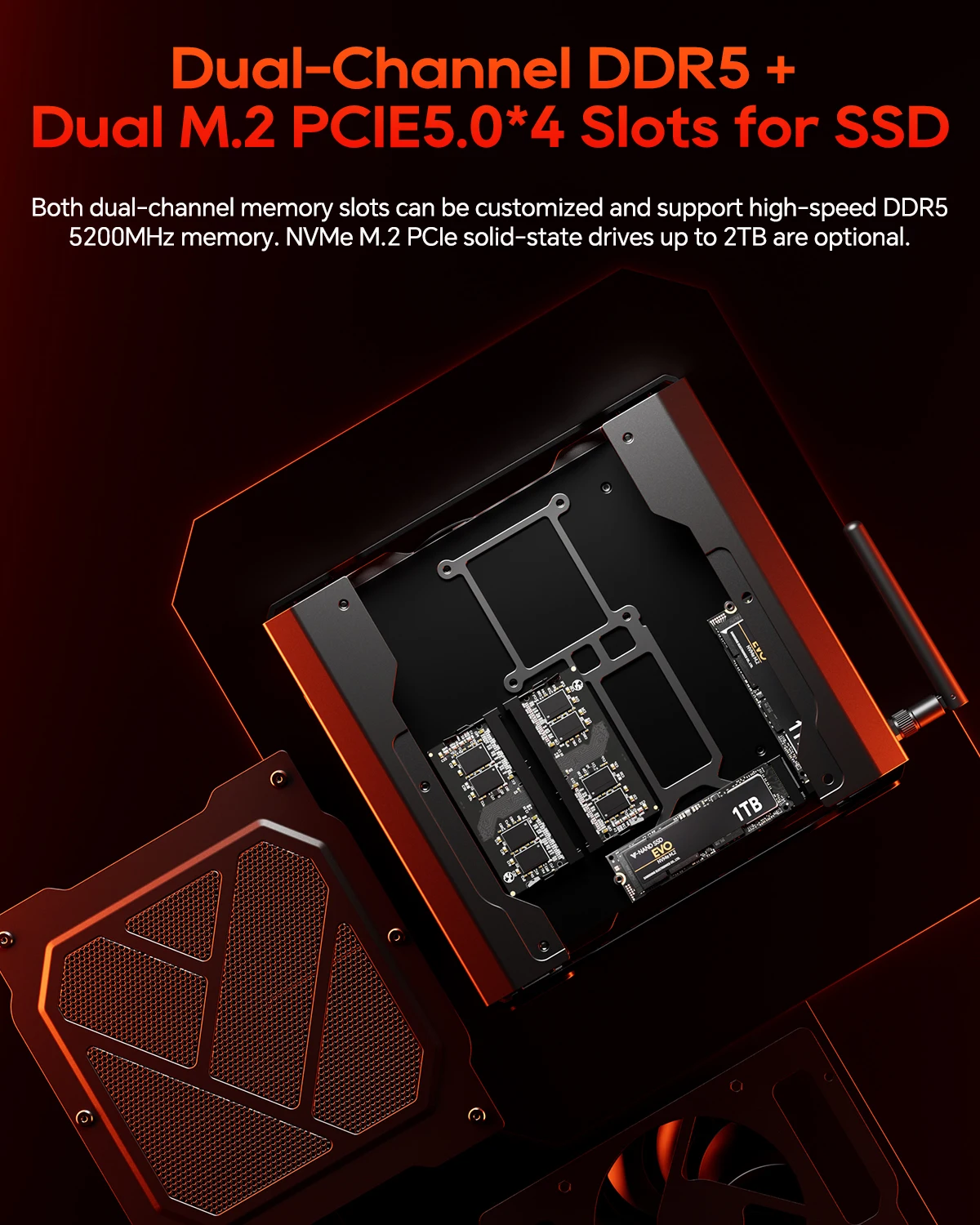 AOOSTAR GODY Mini PC AMD Ryzen 9 7940HX CPU+AMD Radeon RX 7600XT WiFi 7 Graphics High Performance Gaming Desktop Computer