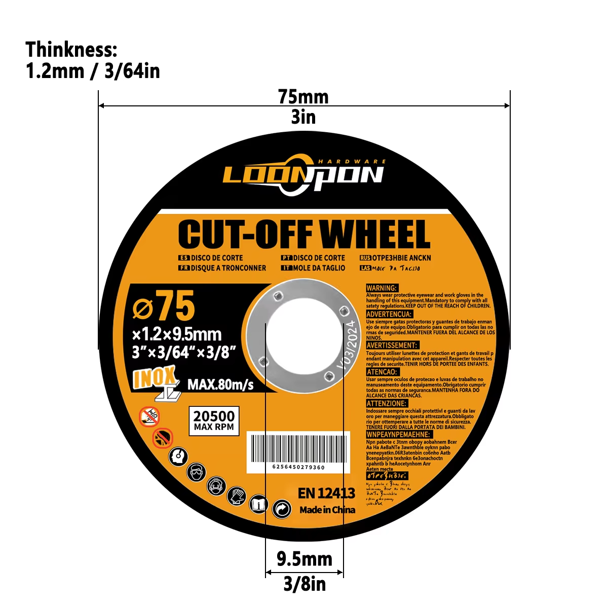 Loonpon 75mm/3 Zoll Harz schneid scheibe 9.5mm Bohrung Kreissäge blatt abgeschnittene Rad winkels chleif scheiben für Metall Edelstahl