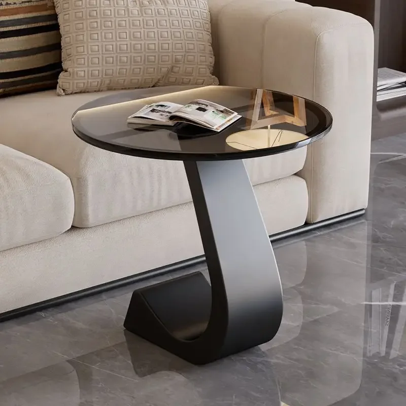 Light Luxury Modern  Simple Home  Living Room  Sofa Small Side Table Rock Slab High-end Sense Bedside Round Table Creative