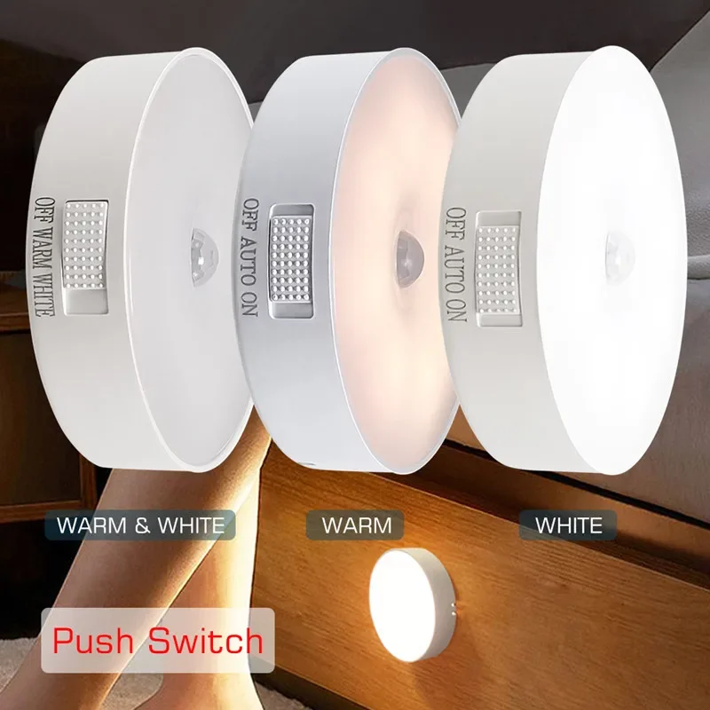 Luz nocturna con Sensor de movimiento, luz nocturna recargable por USB, lámpara LED para cocina, dormitorio, escaleras, pasillo, armario