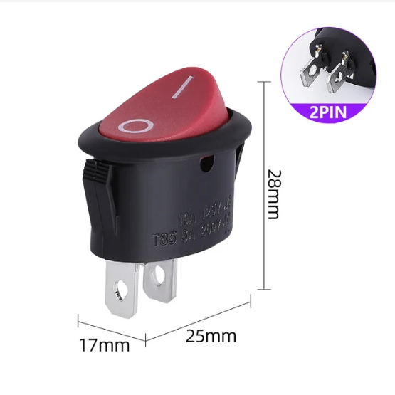 KCD1/7 Oval Rocker Boat Switch 2-pin 2-speed / 3-pin 2-speed 3-speed Fan with LED Kettle Power Switch 6A 250VAC 10A 125VAC