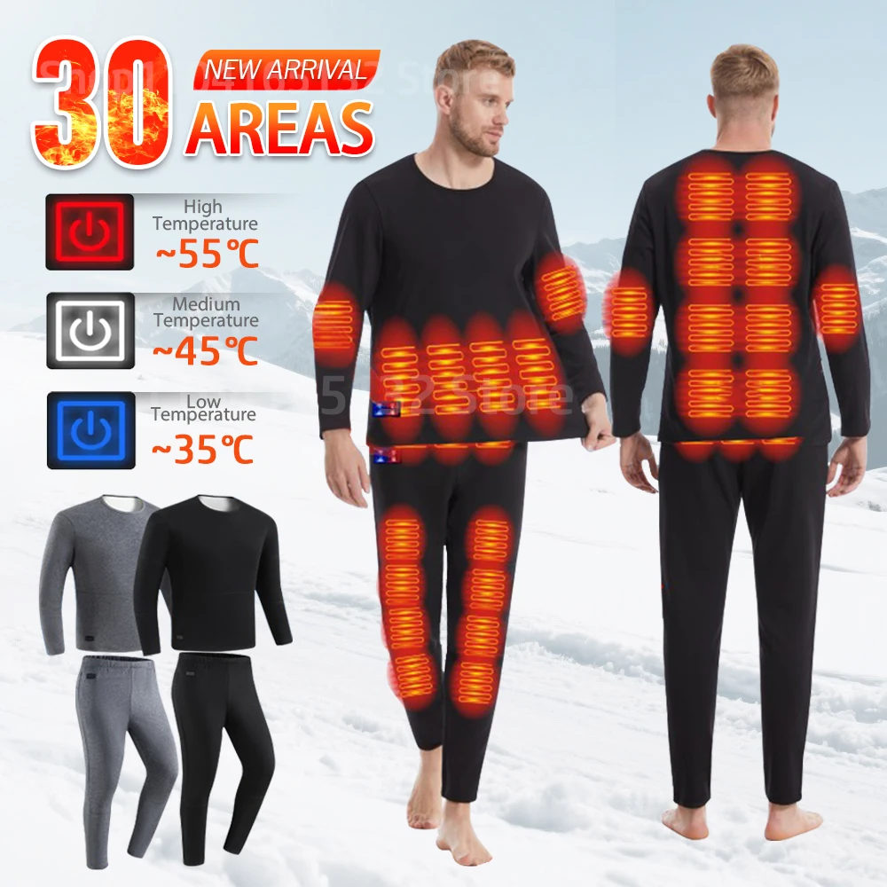 Inverno aquecido conjunto de roupa interior das mulheres dos homens usb jaqueta de aquecimento elétrico esportes de inverno roupa interior térmica equipamento aquecido elétrico