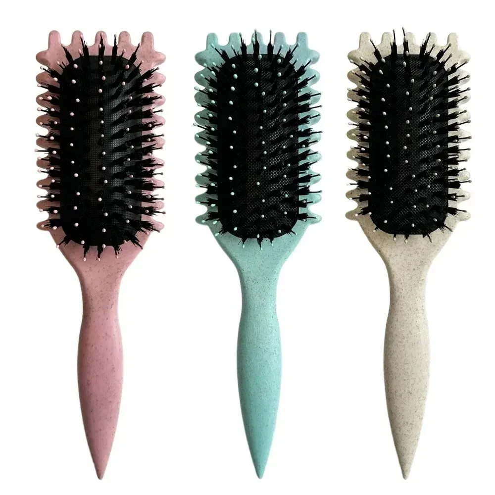 Salon Styling Krullend haar Stylingborstel Krulhaarborstel voor kammen en vormgeven Krullen voor heren en dames Verminder trekgereedschap