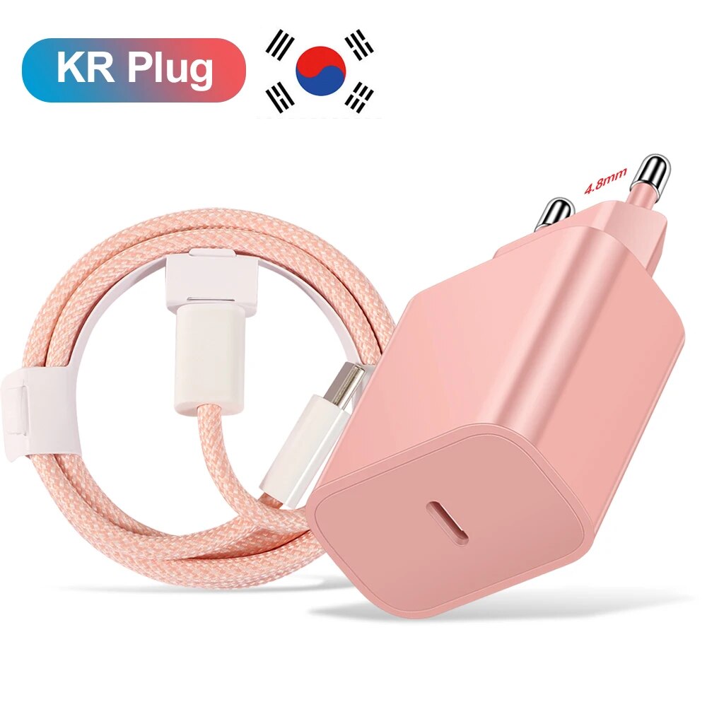Cargador USB tipo C coreano PD de 20W para iPhone 15, Cable de carga rápida para teléfono Xiaomi Redmi Note 12 Samsung S23 Ultra tipo C