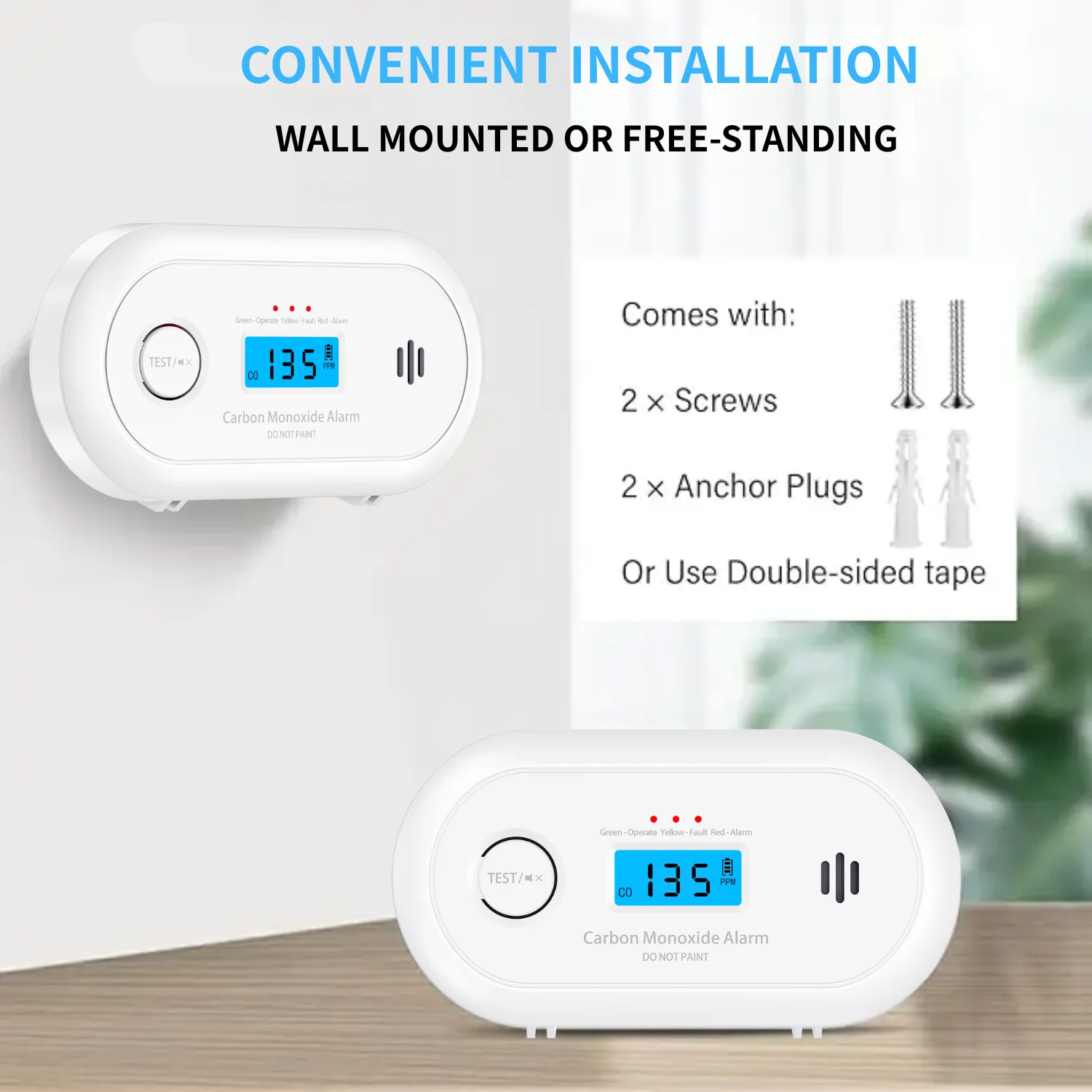 Detector de CO inteligente Wi-Fi V-COME con control de aplicación Tuya, alarma de monóxido de carbono WiFi con batería de litio de larga duración, EN50291/CE