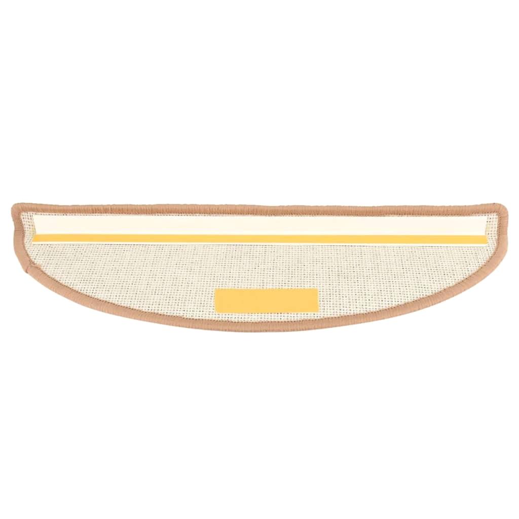 Light Brown Carpet Stair Treads Set of 15 - Non-Slip Mats 56x17x3 cm for Safe Steps