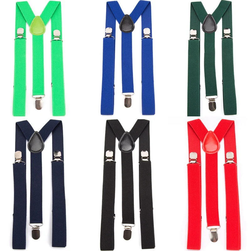 Tirantes elásticos de cuero PU de Color sólido para hombre, tirantes ajustables en negro y rojo con correas para traje de boda, accesorios para falda, regalo