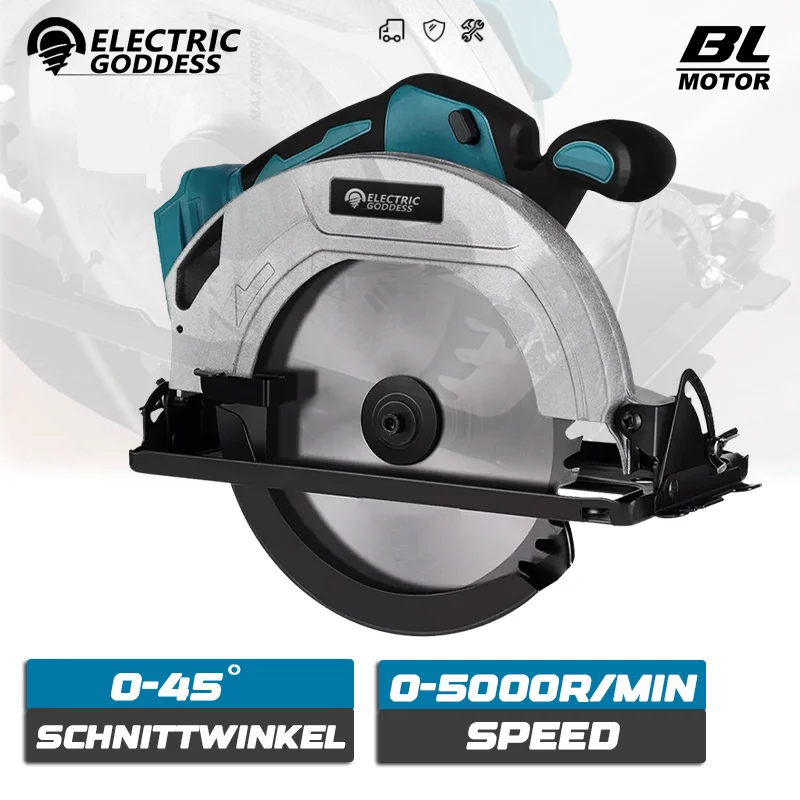 Brushless 5/7 Inch Electric Circular Saw Cordless Woodworking Saw 45degree Cut Adjustment Saw Tool for Makita 18v Battery Pin