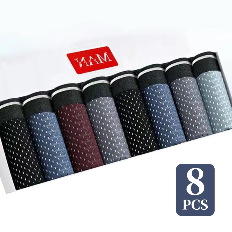 4/8 шт./мужское нижнее белье, сексуальные шорты-боксеры из ледяного шелка, дышащее мужское нижнее белье со средней талией, удобные мягкие шорты в сетку, мужские плюс 5XL