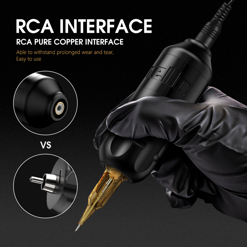 Ambition จังหวะ 4.0 มม.โรตารีสักเครื่อง Coreless มอเตอร์แต่งหน้าปากกา Grip 33 มม.อินเทอร์เฟซ RCA สําหรับ Body Art