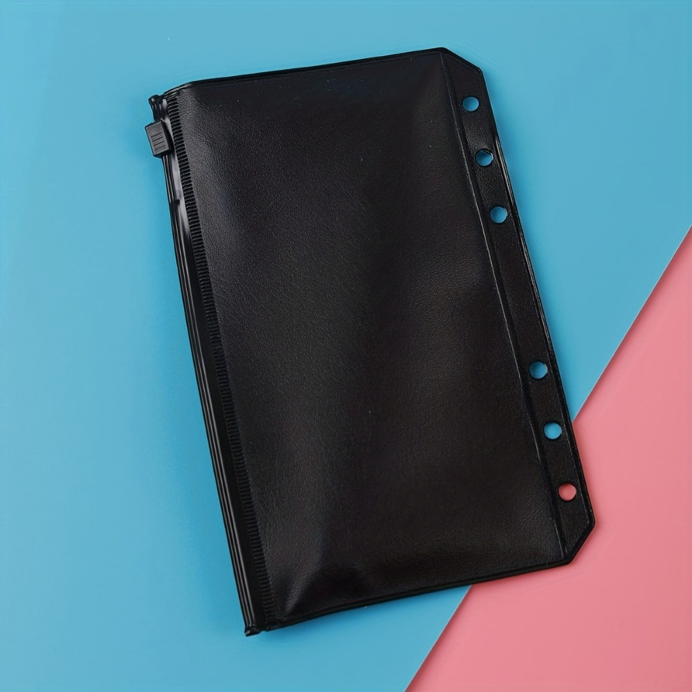 5 ชิ้น A6 Binder กระเป๋าสีดําซิปกระเป๋าสีดํา PVC งบ Budget ซองการจัดเก็บเอกสารกระเป๋าสําหรับ A6 โน้ตบุ๊ค Binder