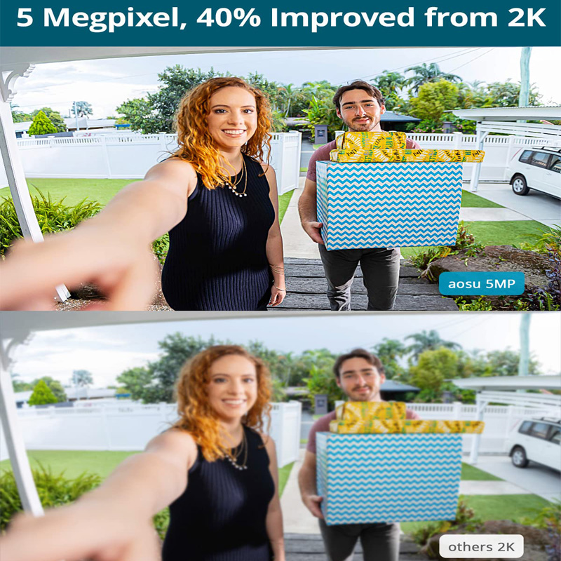 AOSU 5MP Ultra HD 2.4/5G WiFi vidéo sonnette caméra extérieure PIR détection de mouvement Audio bidirectionnel sans fil sonnette de porte Support Alex