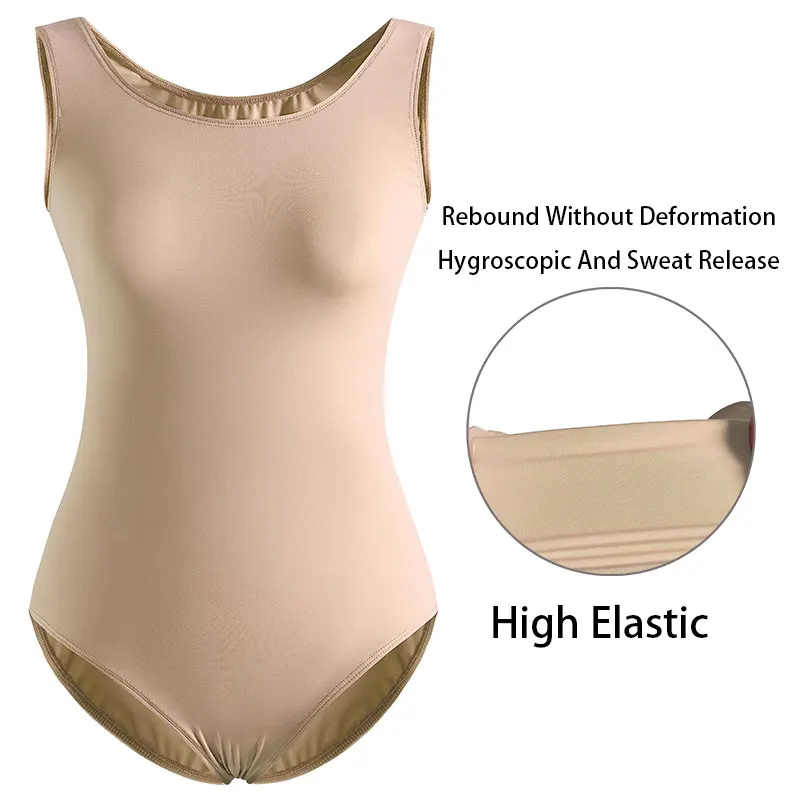 Damen Classic Team Basic ärmellose Ballett-Tanz-Trikots für Erwachsene, Gymnastik-Tanz-Tops mit weichem Futter-Bodys