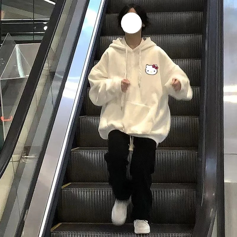 Y2k estilo roupas com capuz feminino com muitos comentários coreanos bonito sanrio olá kitty impressão moletom elegante harajuku stree