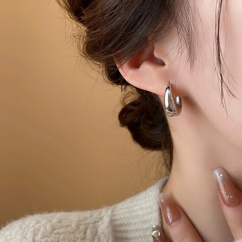 Pendientes de aro ovalados Punk, hebilla de oreja geométrica metálica, estilo minimalista, hebilla de oreja en forma de U, accesorios de pendientes para la vida diaria