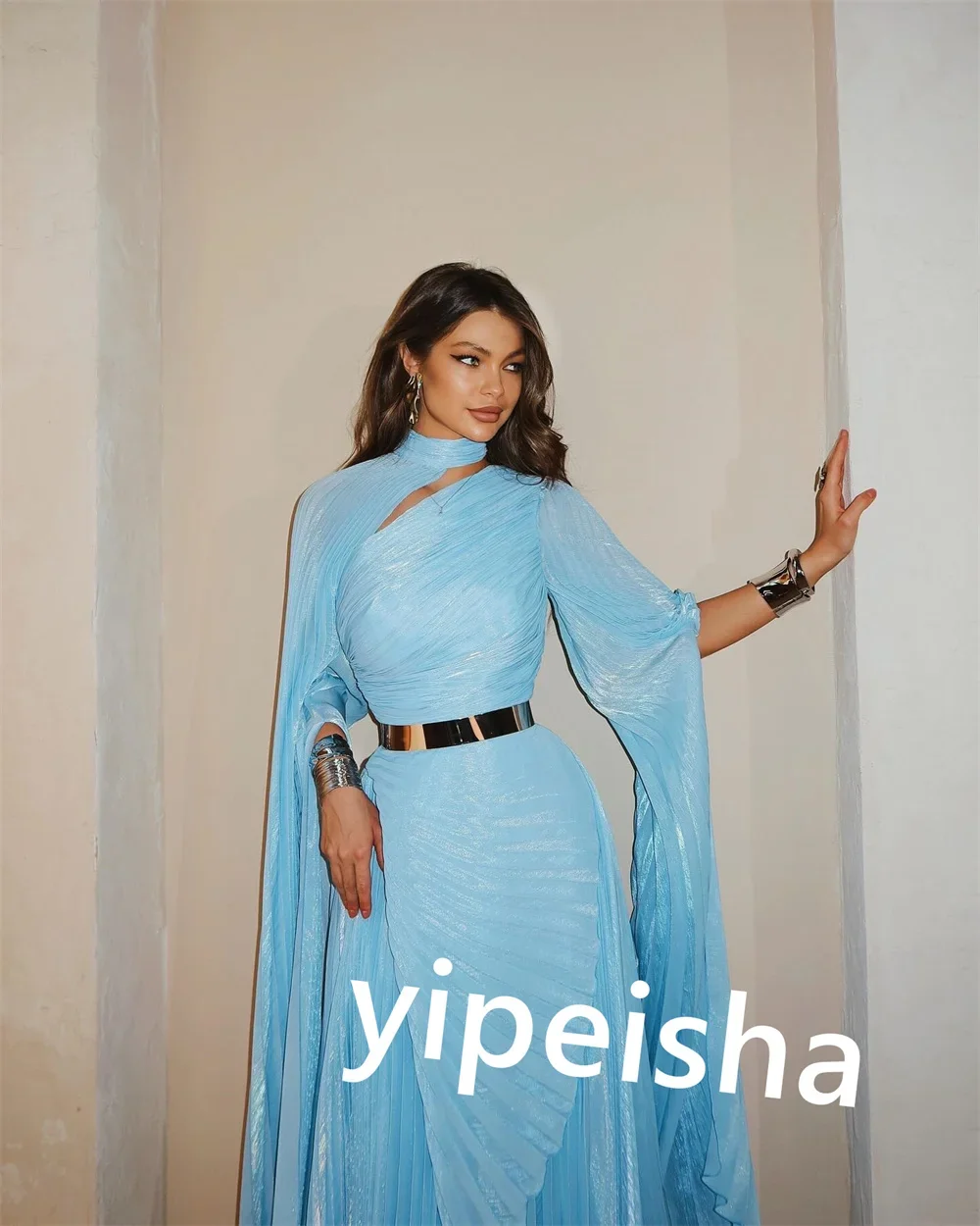 Customized Jersey Pleat Sash Celebrity Sheath Off-the-shoulder Bespoke Occasion Gown Long Dresses Exquisite Modern Style Pastrol