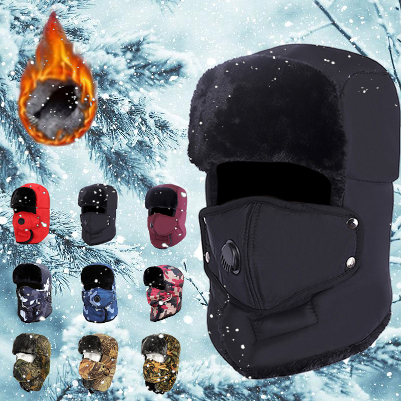 Warme Mütze Winter neue Mode Männer Frauen Hüte wasserdichte Thermo Fleece Bomber Hut Kapuze Hals wärmer Wanders chals Schnees ki
