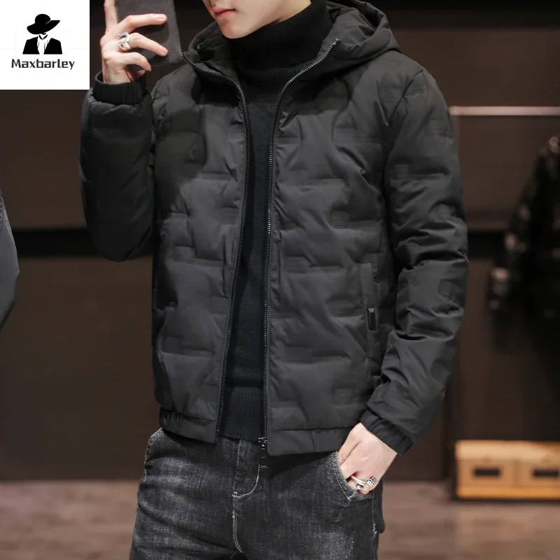Chaqueta de invierno para hombre, Parkas cálidas de algodón grueso informal a la moda, abrigo ligero con capucha que combina con todo, novedad de 2024