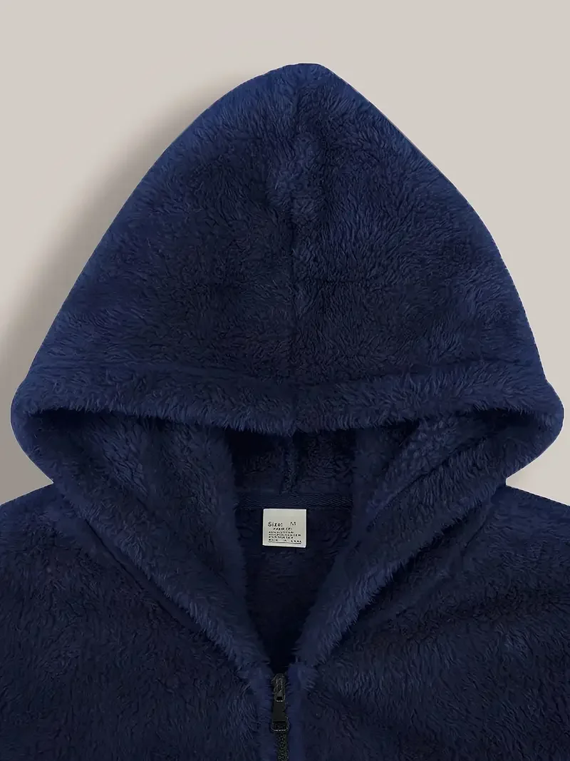 Jaqueta de lã coral masculina com capuz engrossado outono inverno quente zíper com capuz nova chegada moletom confortável