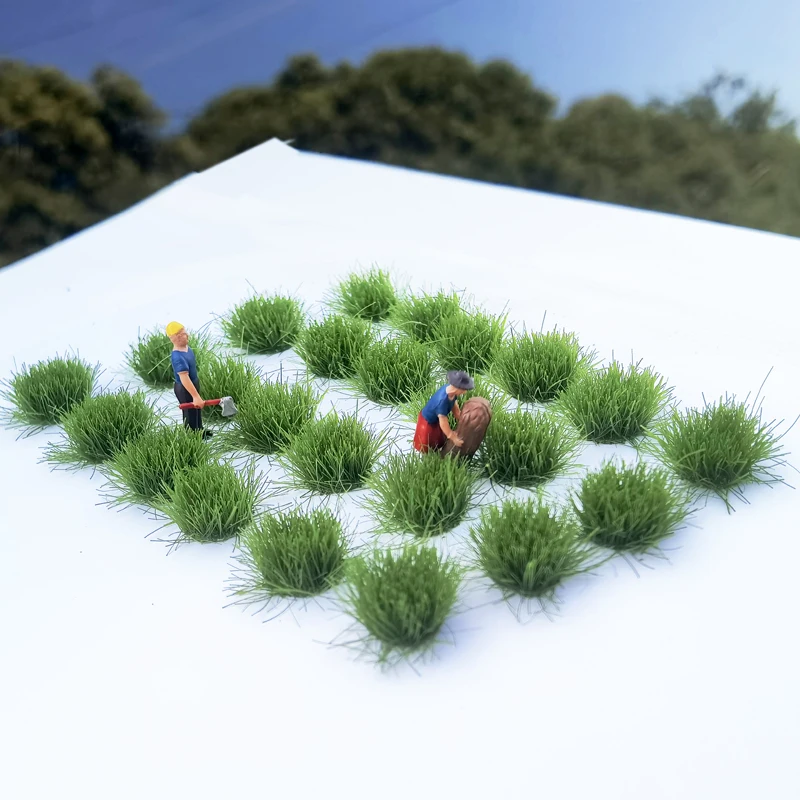 Modelo de cluster de grama, tufos de grama artificial, material de cenário, arbustos de grama estáticos autoadesivos, cluster de plantas verdes em miniatura