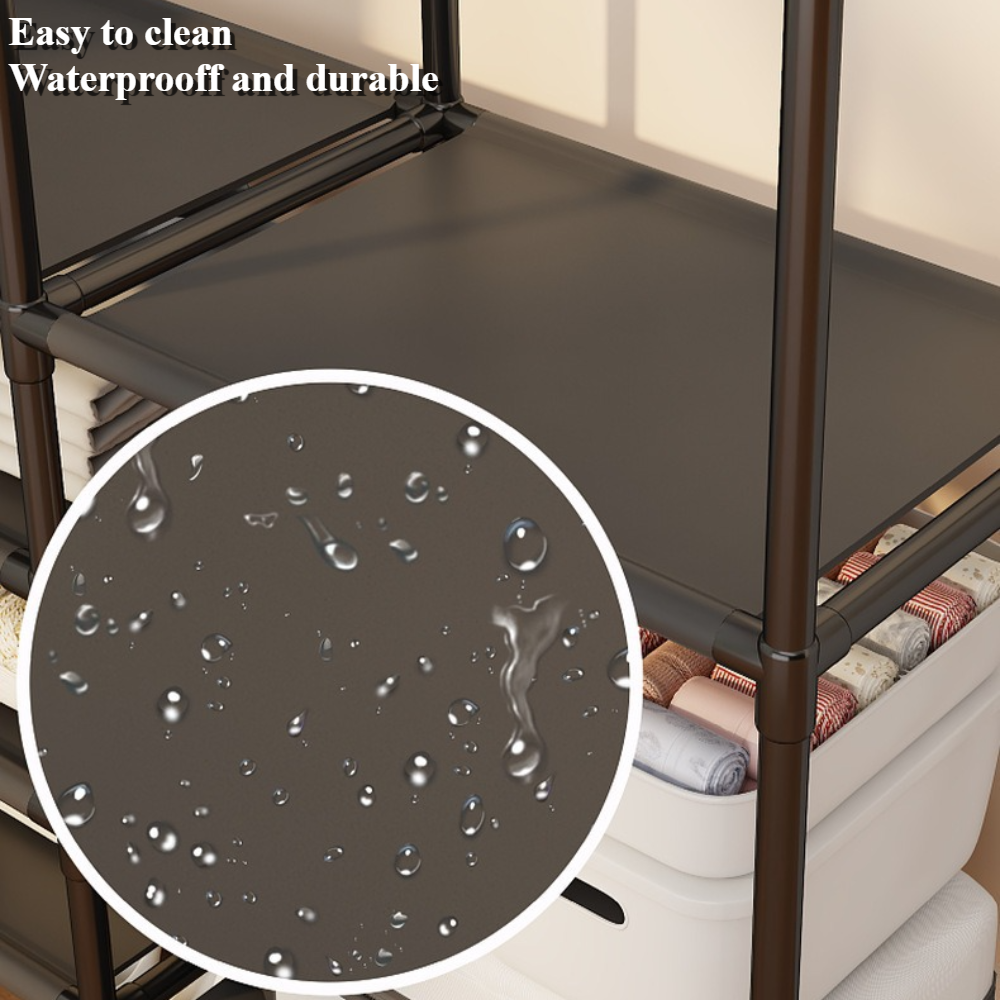 Double Row Clothes Rack Simple Assembly Home Storage Shelf Large Capacity Coat Wardrobe Hangers Bedroom Clothes and Shoes Stand