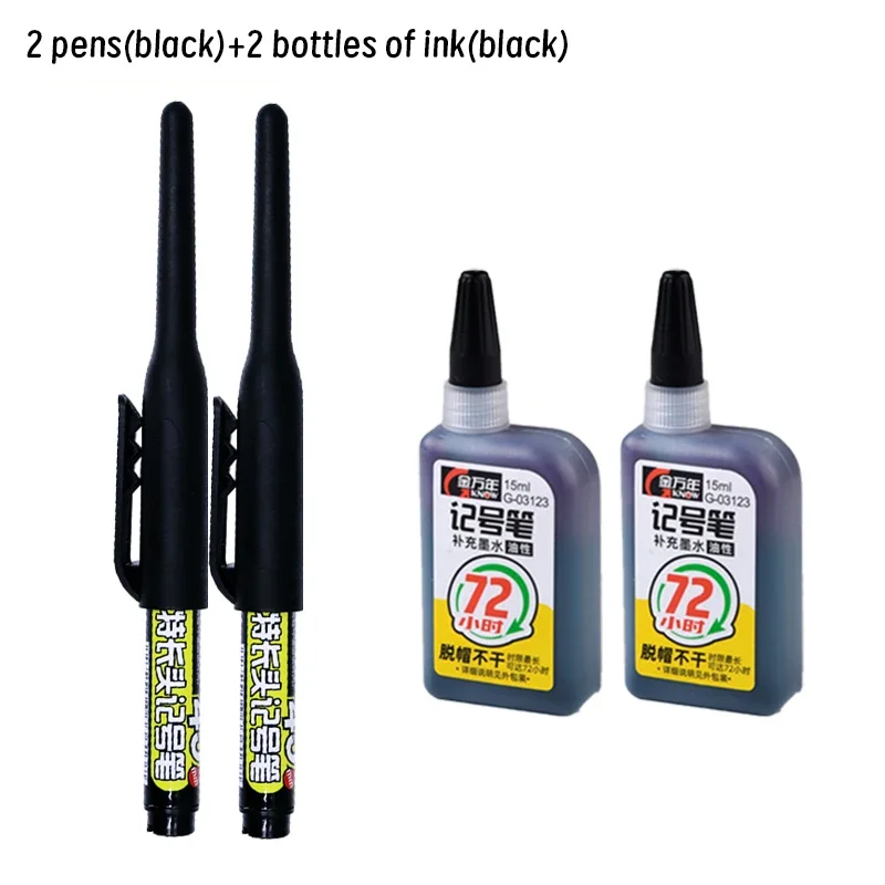 Lot 45mm Waterproof Long Head Nib Deep Hole Markers Pen Tile Carpenter Pen Multi-purpose for Woodworking Black/Blue/Red Ink