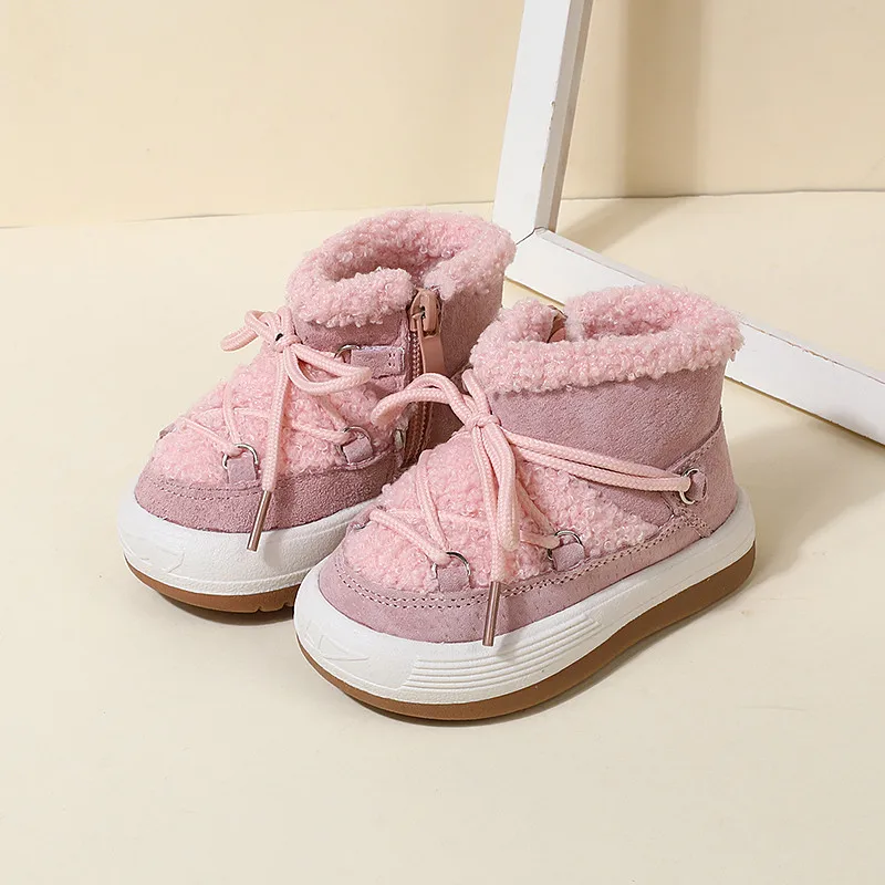 DIMI-Botas de felpa con suela de goma para bebé, zapatos cálidos para niños pequeños, a la moda, otoño e invierno, novedad