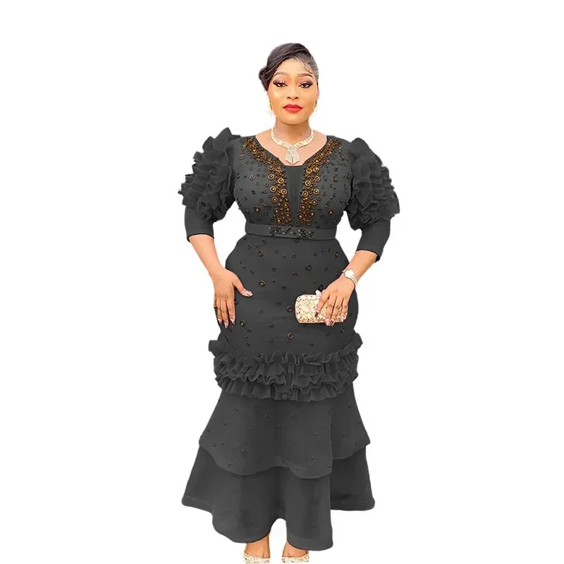 แอฟริกันชุดราตรีสําหรับผู้หญิงฤดูใบไม้ร่วง Elegant แอฟริกาเสื้อผ้า PLUS ขนาดงานแต่งงานชุดยาว Dashiki อังการาชุด Robe