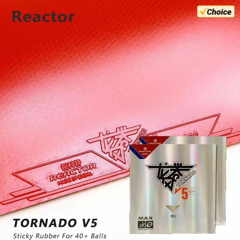 Reator TORNADO V5 Borracha de tênis de mesa com laço pegajoso com aprovação ITTF médio duro com esponja de pingue-pongue de energia interna máxima