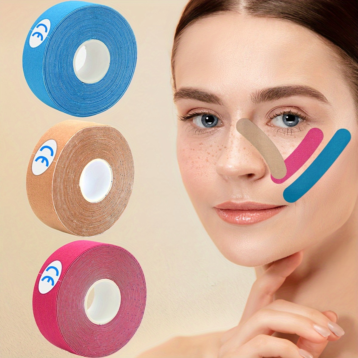 Cinta elástica para estiramiento facial: levanta instantáneamente la piel del cuello y el doble mentón para una línea de mandíbula en V definida, reutilizable, 0,98*196,85 pulgadas