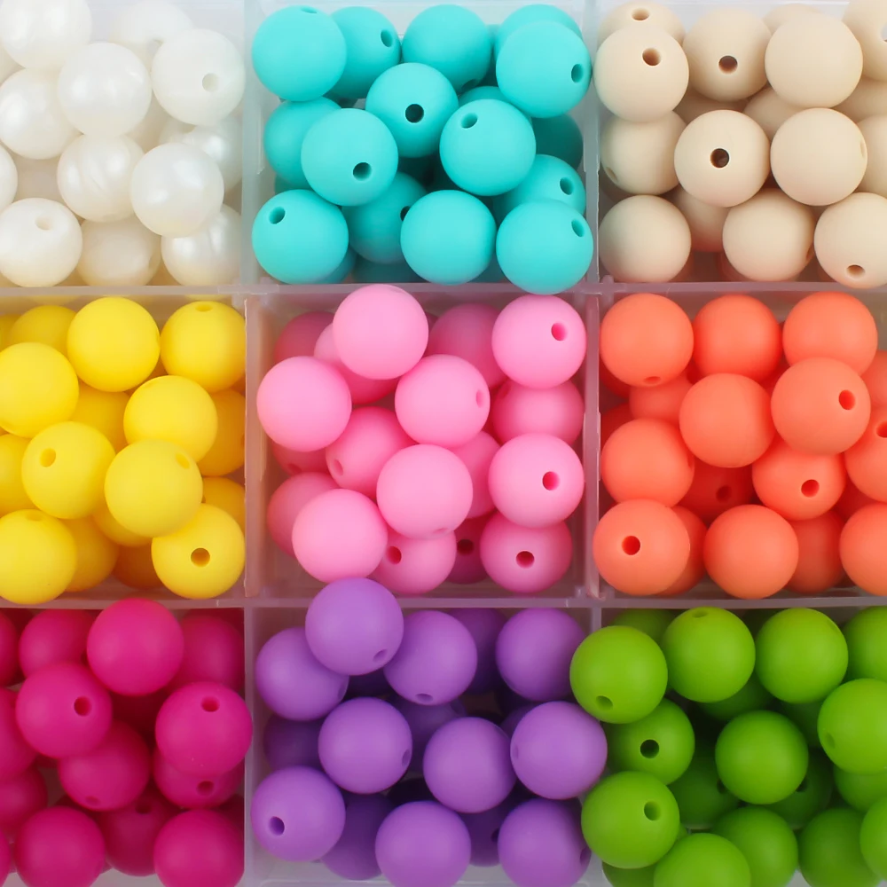 20/50/100 Uds cuentas de silicona 12MM cuentas focales sueltas redondas para fabricación de joyería DIY collar con cuentas pluma llavero Accesorios