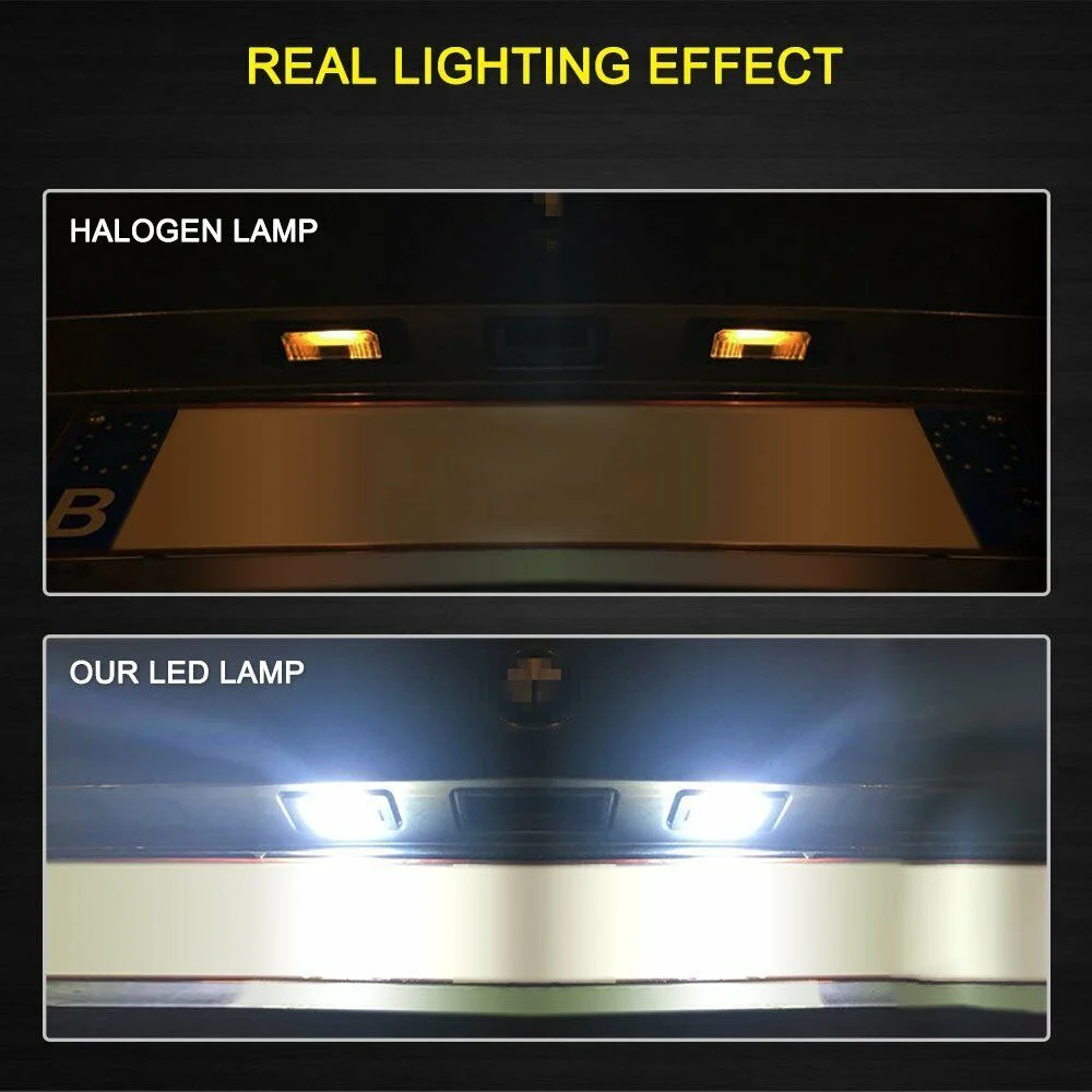 2 lâmpadas led brancas para placa de carro, acessórios automotivos para bmw e46 x5 e70 x6 e71 e72 e90 e92 e93 e91 m3 e39 m5 e60 e61 e82