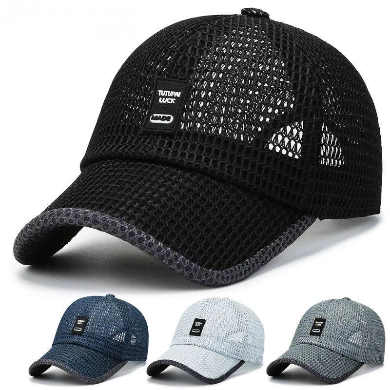 Sombreros de verano para hombre, sombrero de Sol para hombre, gorra de malla de secado rápido para exteriores, gorra de lengua de pato transpirable, gorra de béisbol de ala grande