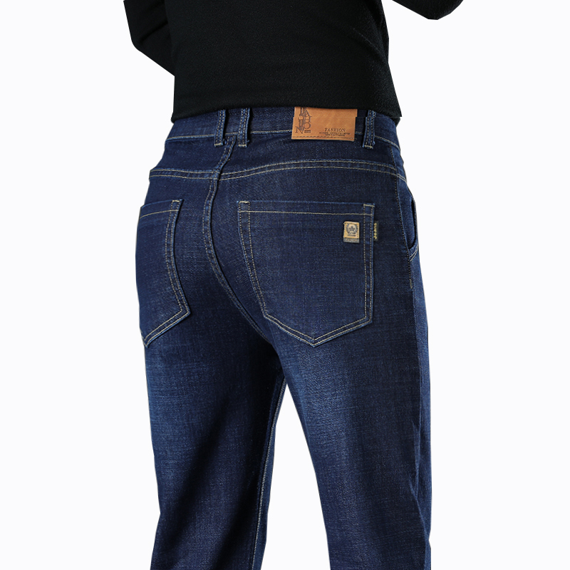 Nuevos pantalones vaqueros rectos ajustados de estilo de negocios para hombre, pantalones vaqueros informales elásticos clásicos azules y negros a la moda para hombre de talla grande 40