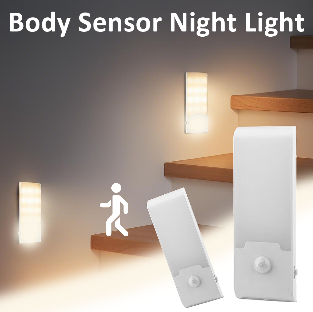 Détecteur de mouvement LED veilleuse USB Rechargeable applique murale pour armoire placard allée escalier chevet chambre veilleuses