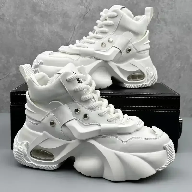 Zapatos de hombre, zapatillas informales de lujo para hombre, botas de plataforma cómodas para hombre, zapatillas altas transpirables con aumento de altura para hombre
