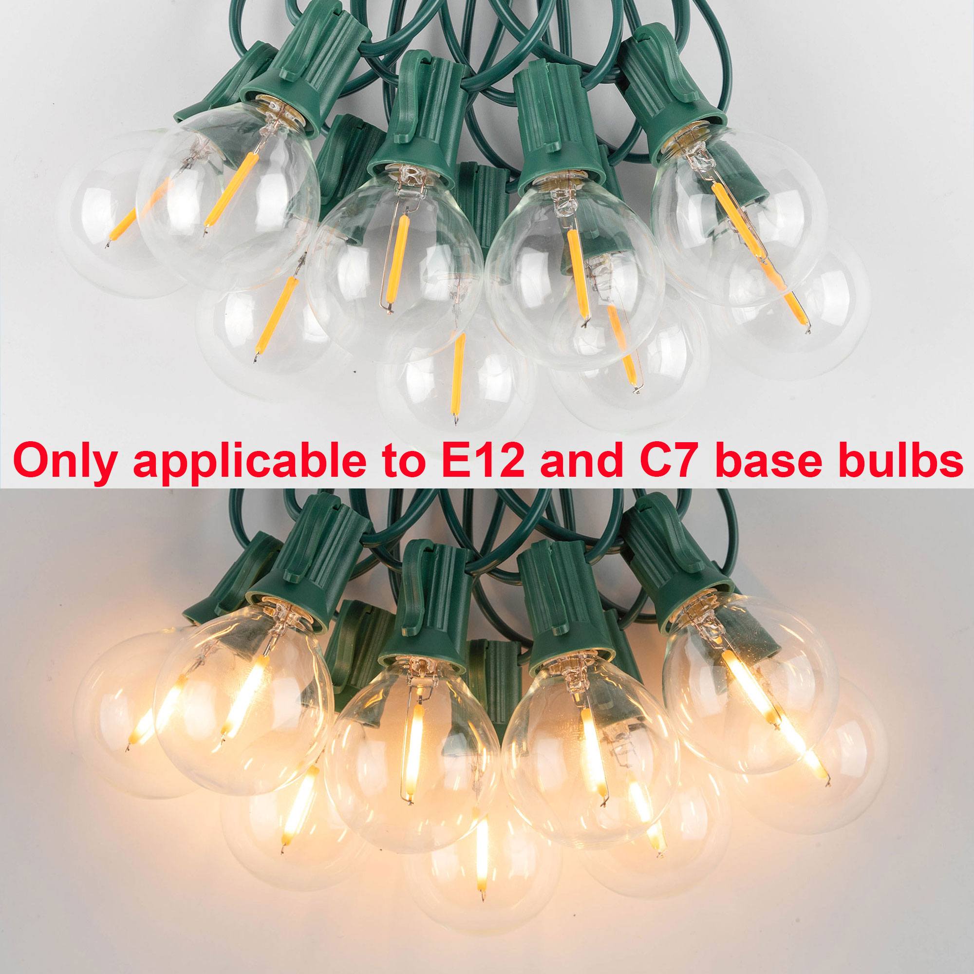 Cable de luz exterior UE 220V EE. UU. 110V Cable de luz de cadena E12 enchufes C7 Base de lámpara Connectable decoración de fiesta boda guirnalda de calle