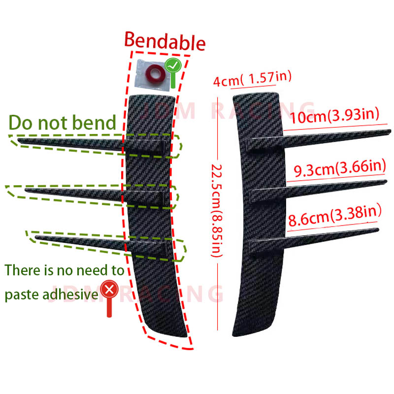 車修正されたリーフパネル模擬サメのエラ側面ボディトリムステッカー 22.5 センチメートル衝突防止車のステッカーの取り付け外装