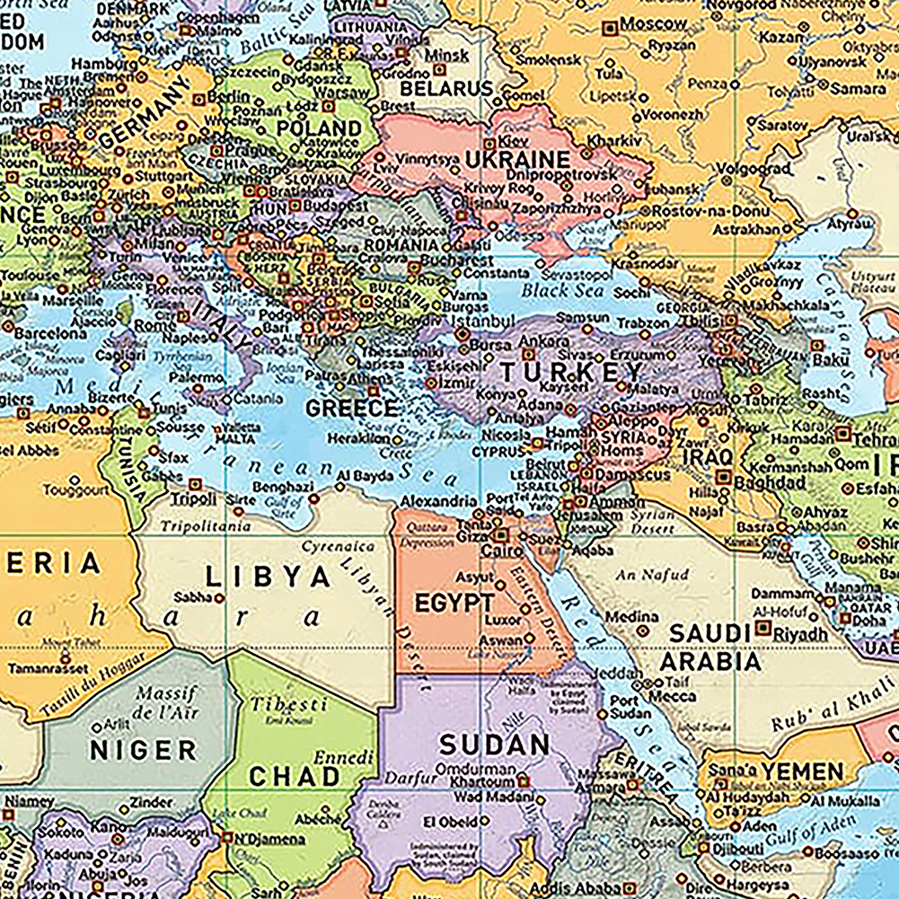 国旗付きの英語の世界地図,折りたたみ式不織布,壁の装飾,学用品,教室,100x70cm