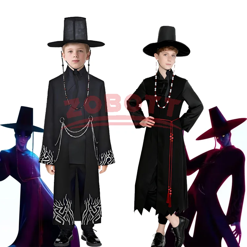 Anime Demone Hunter Saja Boy Jinu Costume Cosplay Kpop Gruppo Canto Stile Coreano Uomo Vestito Cappello Nero Y2K Gotico Halloween kpop cos