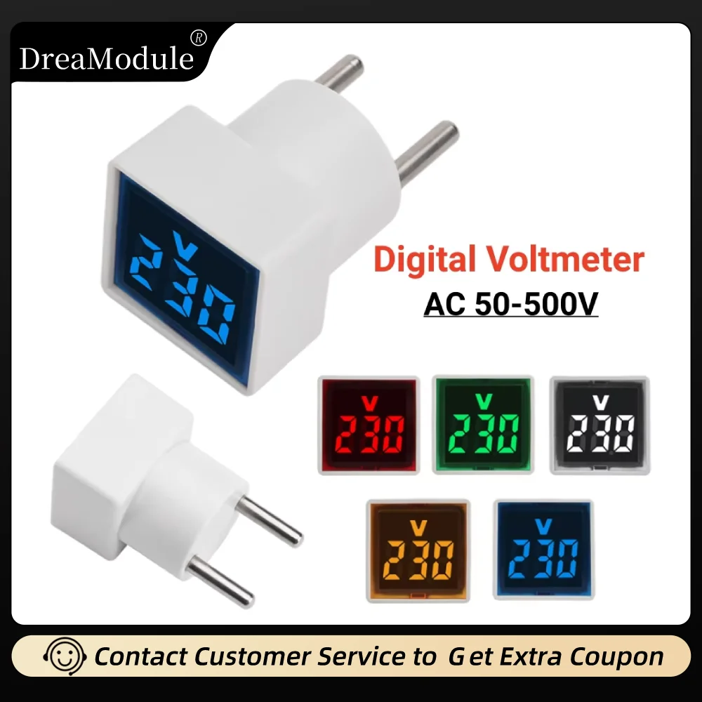 Mini voltímetro cuadrado Universal, voltímetro Digital LED, amperímetro, CA 50-500V, indicador de corriente de voltaje, Detector de prueba de amperios de voltios de coche
